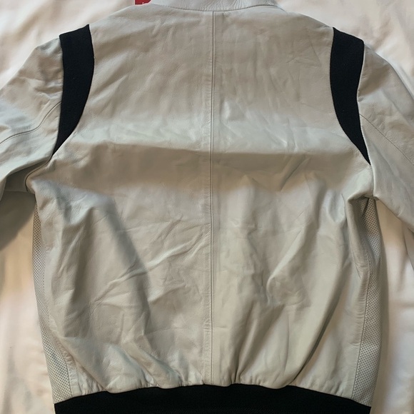 Women Shoulderfit leather perforated driver bomber Scuderia Ferrari jacket - Picture 6 of 16